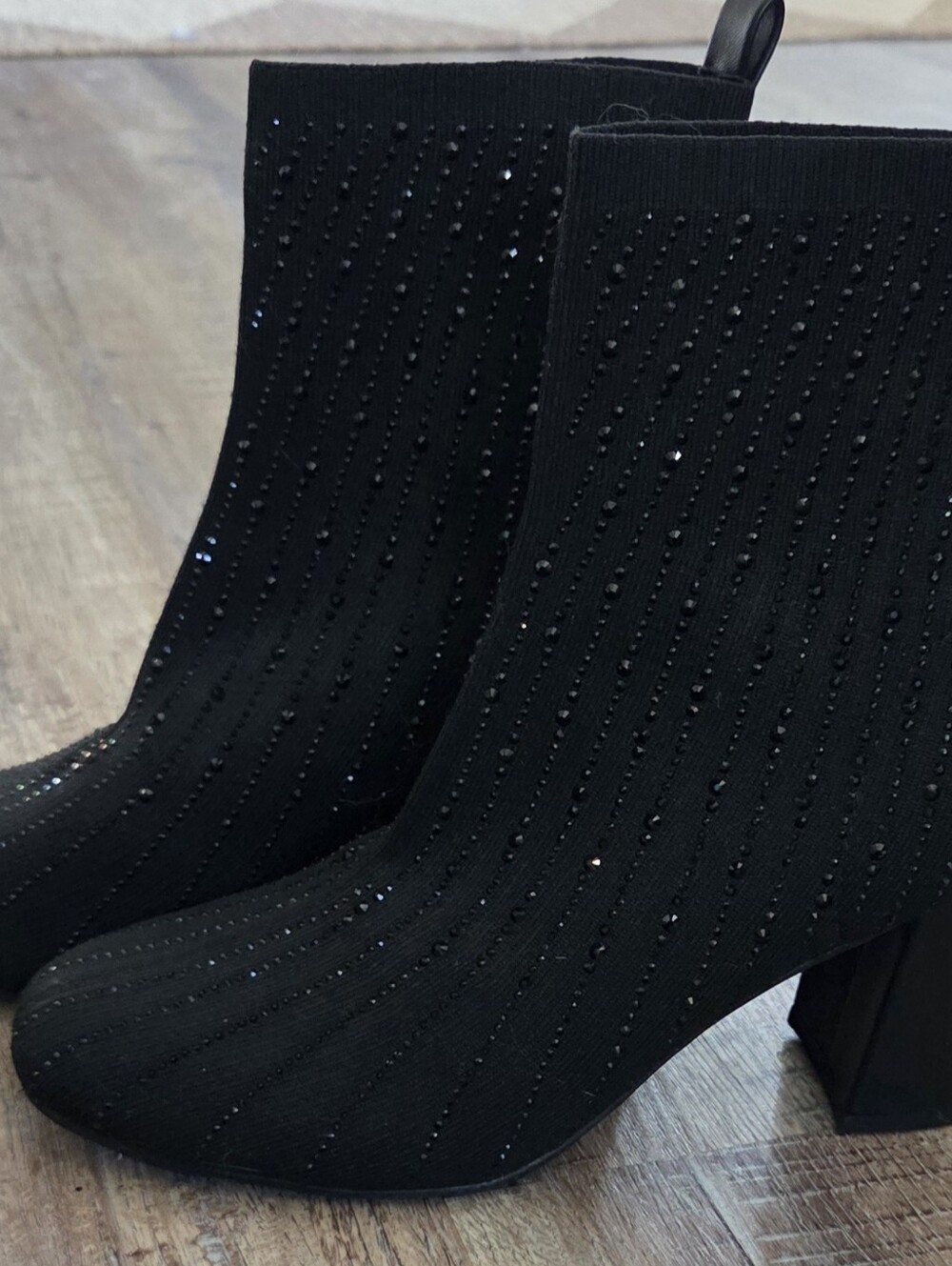 Black Embellished Knit Sock Booties By ID Required 9.5